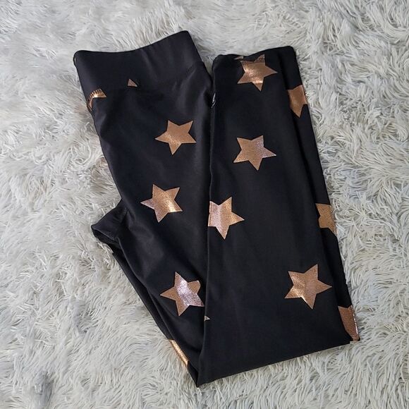 Terez Star Foil Printed Tall Band Performance Leggings - Picture 2 of 8